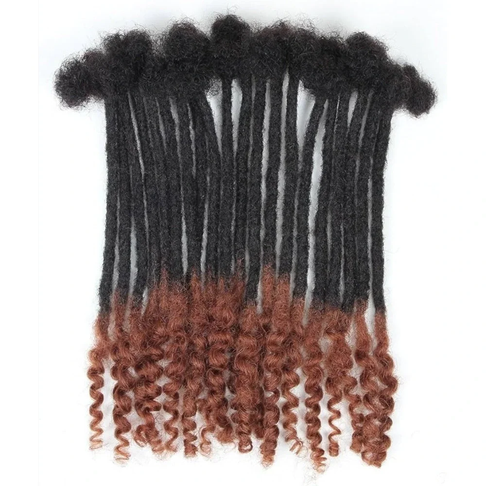 100% Human Hair Handmade Loc Extensions‎ 10 Inch Curly Ends 50 Strands 1B/30 New